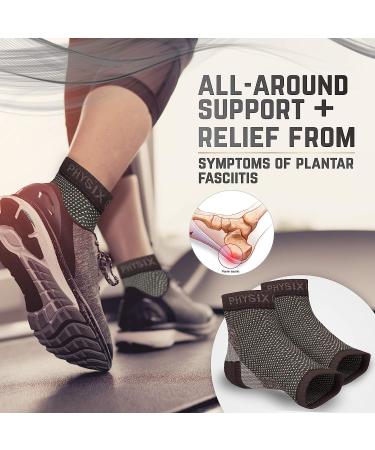 Physix Gear Sport Plantar Fasciitis Socks with Arch Support - Ankle Compression Sleeve for Foot Pain Relief - Toeless Compression Socks for Men & Women - Black L/XL - Buy Online on GoSupps.com
