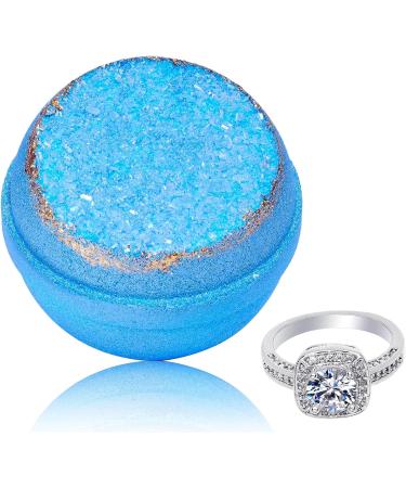 Blue Geode Bath Bomb with Size 8 Ring Inside | Extra Large 10 oz | Made in USA - Buy Online on GoSupps.com
