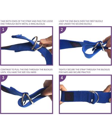 Clever Yoga Strap for Stretching - 96 Durable Cotton Strap with Adjustable D-Ring - Standard or Extra Long Length - 1.5 Wide - Black - Buy Online on GoSupps.com