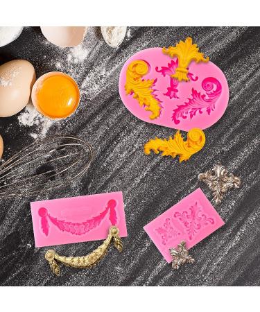 Baroque Style Silicone Molds - Vintage Relief Flower & Curlicues Fondant Molds (7Pcs) - Buy Online on GoSupps.com