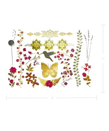Terra Tattoos Gold Metallic Temporary Tats - 75+ Hawaiian Henna Designs | Butterflies, Mermaid, Tropical | Waterproof, Nontoxic, Long Lasting | Ideal for Beach, Festivals | Shop Now! - Buy Online on GoSupps.com