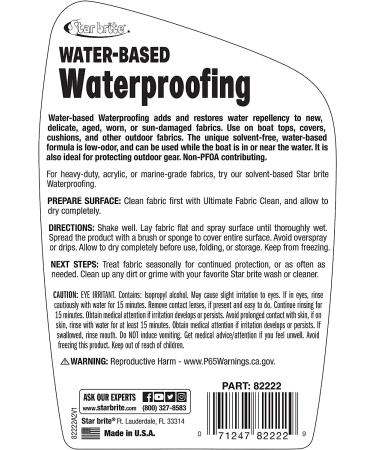 STAR BRITE Water-Based Waterproofing Spray 22 Oz - Adds UV Protection and Restores Water-Repellency for Delicate, Aged, Worn, or Sun-Damaged Fabrics - Buy Online on GoSupps.com