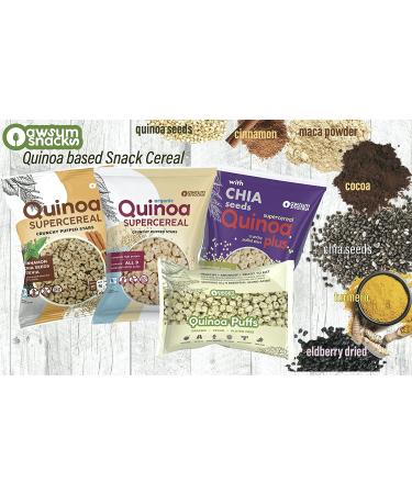 Awsum Snacks Organic Quinoa SUPERCEREAL with Cinnamon & Chia Seeds 3 Pack - Sugar Free, Kosher & Gluten Free - Vegan Diabetic-Friendly Breakfast Cereal - Buy Online on GoSupps.com