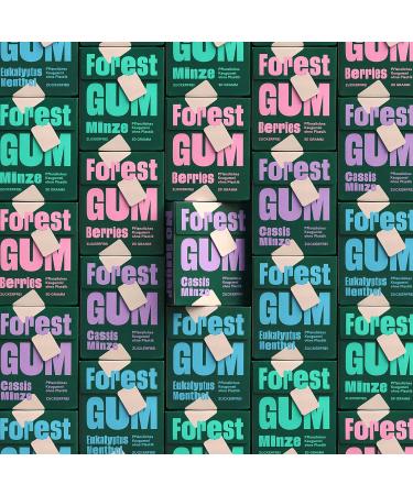 Forest Gum Cassis Mint - Plastic-Free Chewing Gum | Sugar-Free Vegan 18 Packs of 20g | Eco-Friendly Vegetable Ingredients - Buy Online on GoSupps.com