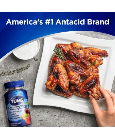 TUMS Gummy Bites Dietary Supplement for Occasional Heartburn Relief Upset Stomach and Acid Indigestion Assorted Fruit Flavors - 50 Count - Buy Online on GoSupps.com