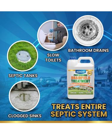 Enzyme Drain Field Cleaner for Septic Tanks & Leach Fields - 128oz Gallon Treatment - Buy Online on GoSupps.com