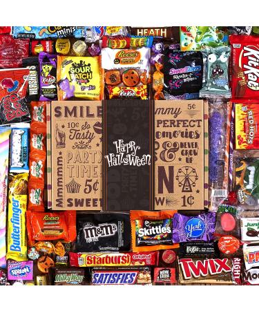 HALLOWEEN CANDY CARE PACKAGE LOADED GIFT ASSORTMENT (80 Count) Treat Basket Filled With Milk Chocolate Skulls, Eyeballs, Pumpkins, Seasonal Foil Candies, Loads of Chocolate + More! PERFECT For Girls Boys Kids College Stude
