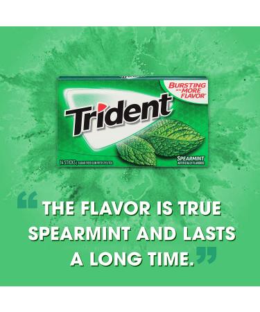 Trident Spearmint Sugar Free Gum 168 Pieces - 12 Packs, 14 Pieces Each - Buy Online on GoSupps.com