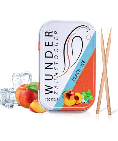 Wonder Toothpick - Flavoured toothpicks - Chewing Gum Plastic-Free - Stop Nail Biting - Fresh Breath with Flavoured toothpicks - Teeth Cleaning to go - Sugar-Free Vegan Peach/Ice - Pfrisich/Ice