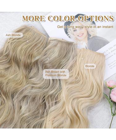 XIXIBI 20 Inch Ash Blonde Clip in Long Wavy Hair Extension - 4PCS Double Weft Synthetic Hairpieces for Women - Buy Online on GoSupps.com