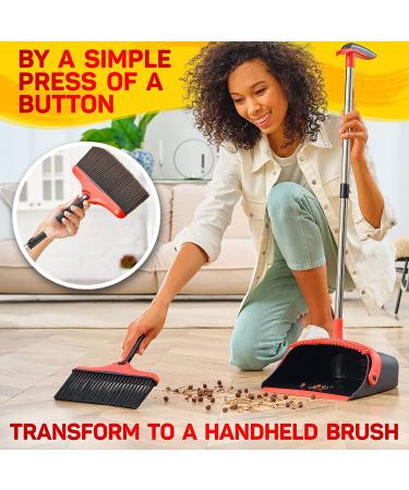 Long Handle Broom and Dustpan Set - Kitchen and Lobby Cleaning Combo - Red - Buy Online on GoSupps.com