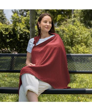 Comfy Cubs Muslin Nursing Cover - Soft & Breathable Cotton Breastfeeding Apron for Mom with Rigid Hoop - Wine Color - Buy Online on GoSupps.com