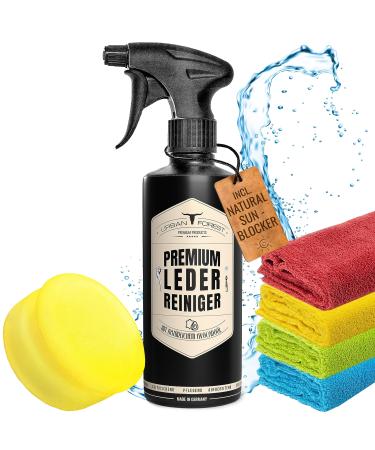 Urban Forest Sparset Premium leather cleaner + sponge + 4 microfiber kitchen for cleaning leather & leather care for car sofa leather couch shoes saddle with natural avocado oil 500ml cleaner + sponge + 4x microfiber cloths