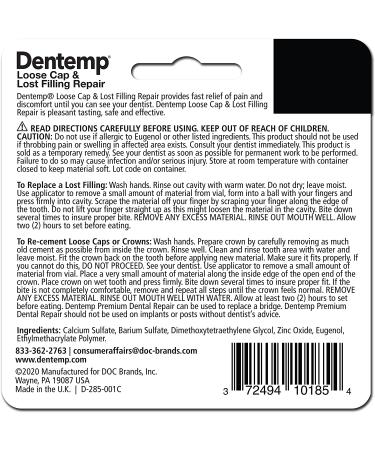 Dentemp Maximum Strength Loose Cap and Lost Filling Repair Kit - Instant Pain Relief for Teeth - Long Lasting Temporary Tooth Filling - Buy Online on GoSupps.com