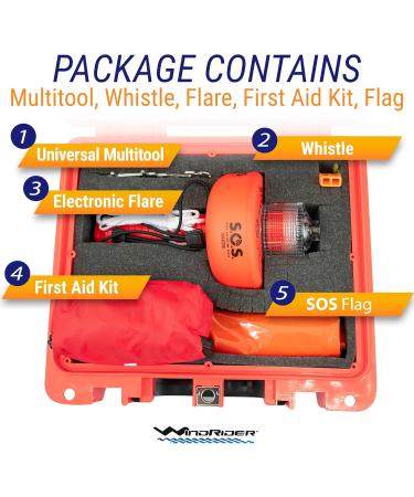 USCG Boating Safety Kit | Electronic Flare, First Aid, Whistle, Multi Tool | Waterproof Case | Plastic - Buy Online on GoSupps.com