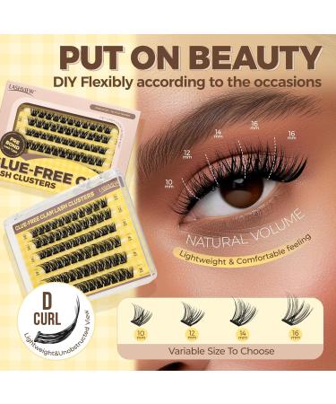 LASHVIEW Self Adhesive Eyelash Clusters - No Glue Needed 10-16mm Press-on Lash Extension Kit with Tweezers | Natural DIY Eyelash Extensions (F21) ZNF21 - Buy Online on GoSupps.com