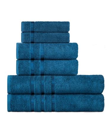 COTTONIA Hotel Style Collection Towels Super Pure Absorbent All of Body Hotel Apart Guest Visitor Bathroom 100% Turkish Cotton 2 Pieces of Hand Washcloths and Body Towels Each 630 GSM Air Force Blue Air Force Blue 6 Piec...