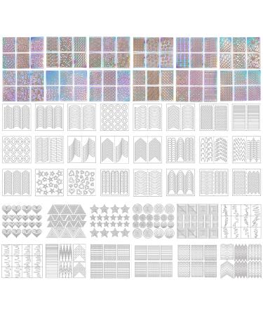 LABOTA 1800+ Pieces 60 DesignsFrench Manicure Nail Stickers  Nail Art Tips Guides for DIY Decoration Stencil Tools (48 Sheets)