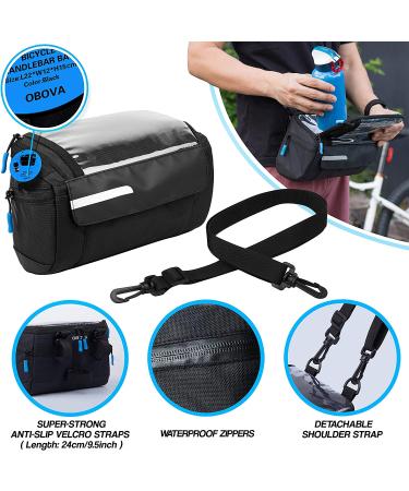 OBOVA 4L Waterproof Bike Handlebar Bag with Phone Holder - Front Bicycle Pouch for Road & Mountain Bikes - Black - Buy Online on GoSupps.com
