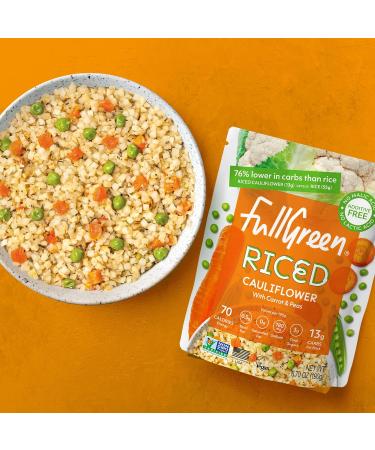 Fullgreen Riced Cauliflower with Carrots and Peas - Keto Friendly Non-GMO, Preservative-Free, Shelf-Stable (6 Pouches) - Buy Online on GoSupps.com