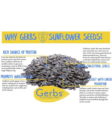 GERBS Raw Whole Sunflower Seed In Shell 1 lb - Top 14 Allergy Free Healthy Superfood Snack - Non GMO, No Oils, Preservatives - Resealable Bag - Gluten, Peanut Free - Vegan, Keto, Kosher - Buy Online on GoSupps.com