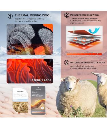 Muezna Merino Wool Ski Socks - Men's & Women's Knee High Thermal Performance Socks for Winter Sports - 2 Pairs (Green Orange) 43-47 - Buy Online on GoSupps.com