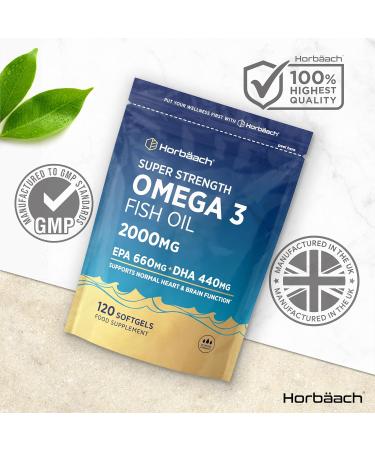 Omega 3 Capsules High Strength 2000mg with 660mg of EPA and 440mg of DHA | 120 Count (2 Months Supply) | Natural Source of Omega 3 Fish Oil | by Horbaach - Buy Online on GoSupps.com