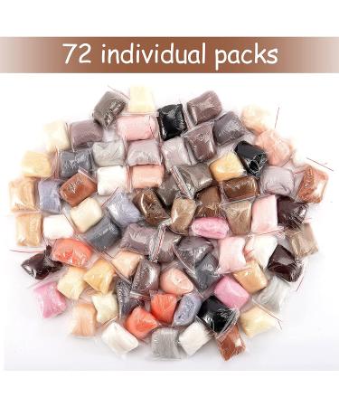 72pcs 7.6 oz Dark Colors Needle Felting Wool Roving Yarn for DIY Craft - Nature Fibre Hand Spinning Supplies - 3g/Pack Wool Felting Materials - Buy Online on GoSupps.com