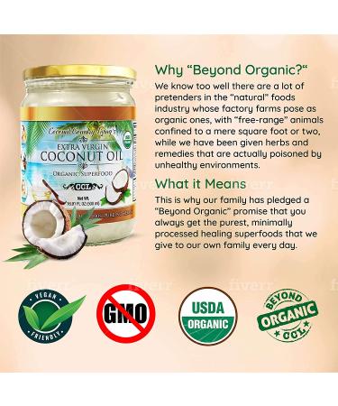 Organic Extra Virgin Coconut Oil 33.81 oz - Cold Pressed, Unrefined Superfood for Hair, Skin, Cooking - Keto & Paleo Diet Friendly - Buy Online on GoSupps.com