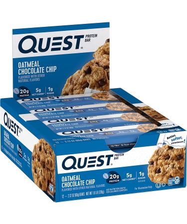 Quest Nutrition Oatmeal Chocolate Chip Protein Bars - Low Carb, Gluten-Free, Keto 12 Count - Buy Online on GoSupps.com