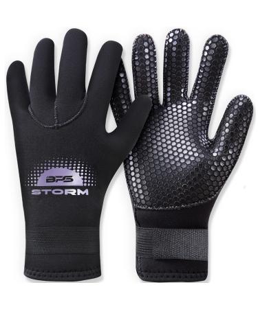 BPS Water Gloves, 3mm & 5mm Neoprene Five Finger Wetsuit Gloves for Diving, Snorkeling, Kayaking, Surfing, Winter, Canoeing, Kayaking and Other Water Sports 11 -Black / Lilac Grey (5mm) Large