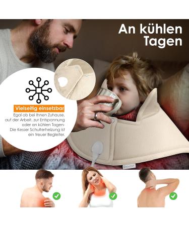 Kesser Electric Heating Pillow for Shoulder Neck & Back - 3 Temperature Levels Remote Control Washable Beige - 100W with Auto Shut-Off - Buy Online on GoSupps.com