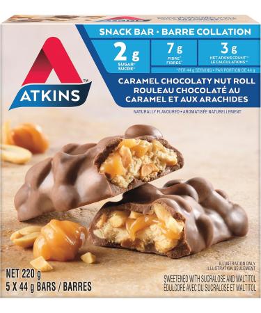Atkins Snack Bars - Caramel Chocolaty Nut Roll Low Sugar Keto-Friendly High Fibre 2g Sugar 3g Carbs 5ct & Protein Bars - Chocolaty Peanut Butter Pretzel Low Sugar Keto Friendly High Protein Caramel Chocolaty Nut Roll+Protein Bars 5ct - Buy Online on GoSupps.com