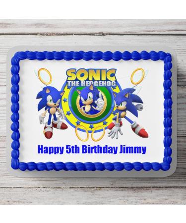Sonic The Hedgehog Theme Personalised A4 Cake Topper Edible Icing Sheet Cake Birthday Decoration