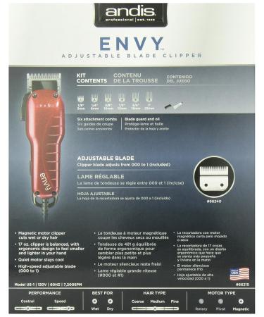 Andis 66215 Professional Envy Hair Clipper - High-Speed Adjustable Blade & Powerful Motor for Precision Cutting - International Shipping Available - Buy Online on GoSupps.com