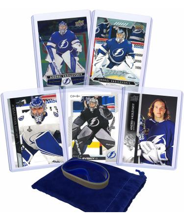 Andrei Vasilevskiy (5) Assorted Hockey Cards Bundle - Tampa Bay Lightning Trading Card Gift Pack