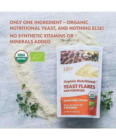 LOOV Organic Nutritional Yeast Flakes - Non-Fortified, Vegan, Non-GMO, Gluten Free, 227g | B-Vitamins | No Added Vitamins or Sugar | Resealable Bag - Buy Online on GoSupps.com
