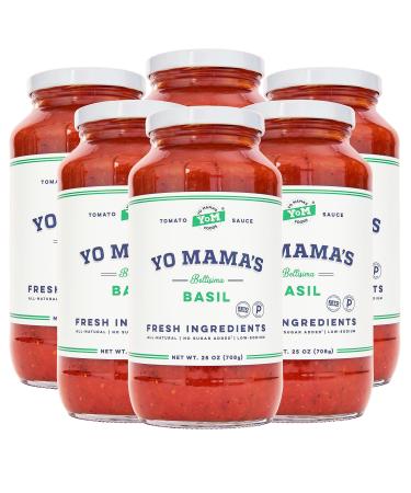 Keto Tomato Basil Pasta and Spaghetti Sauce by Yo Mama's Foods - Pack of (6) - No Sugar Added, Low Carb, Low Sodium, Vegan, Gluten Free, Paleo Friendly, and Made with Whole, Non-GMO Tomatoes Tomato Basil 1.56 Pound (Pack of 6)
