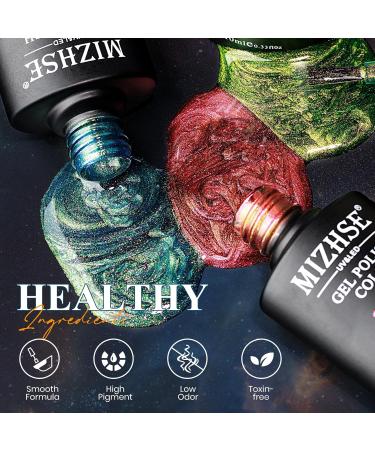 MIZHSE 9D Cat Eye Gel Nail Polish Set - 6 Colors with 2 Magnetic Sticks | Chameleon Galaxy Effect | Soak Off Nail Art Gift for Ladies - Buy Online on GoSupps.com