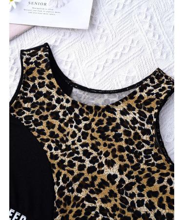 dPois Kids Girls' Leopard Gymnastics Outfit Set - Racerback Tank Top and Shorts | Dance and Workout Tracksuit for Girls Size 6 - Buy Online on GoSupps.com