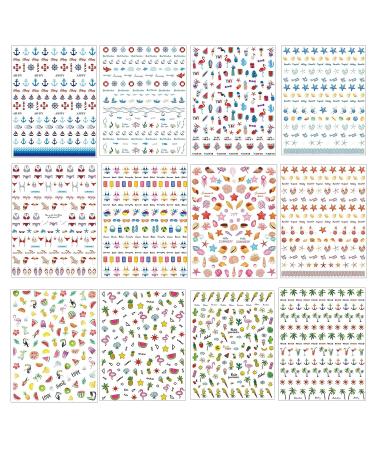 TailaiMei Summer Nail Decals Stickers - Self-Adhesive DIY Nail Art Decorations (12 Sheets) - Buy Online on GoSupps.com