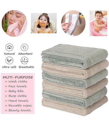 Mother-Earth Face Towel Set - 12x12 Inches, 6 Pack (Blueish Green-Light Brown) | Premium Soft Washcloths for Sensitive Skin | Cotton Hand Towels for Bathroom - Buy Online on GoSupps.com
