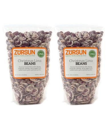 Zursun Heirloom Dry Christmas Lima Beans 20 oz each (2-Pack)