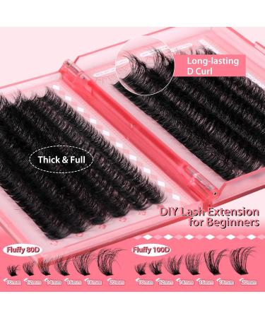 Buy Eefofnn Fluffy Lash Extension Kit - 240pcs DIY Individual Eyelashes 80D+100D Cluster Lashes Bond & Seal Glue Tweezers - 10-20MM D Curl Volume - Buy Online on GoSupps.com