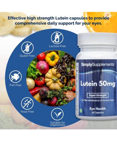 Lutein 50mg Capsules - 60 Vegan Capsules for Eye Health - Up to 2 Months Supply - SimplySupplements - International Shipping Available - Buy Online on GoSupps.com