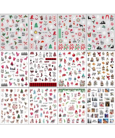 JMEOWIO 12 Sheets Christmas Nail Art Stickers Decals Self-Adhesive Colorful Snowflake Winter Holiday Cute Santa Nail Supplies Nail Art Design Decoration Accessories - Buy Online on GoSupps.com