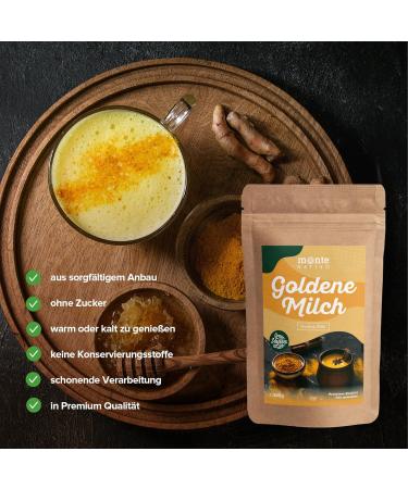 Golden Milk Powder (300g) - Monte Nativo | Turmeric Latte & Ayurvedic Spice | Vegan Superfood for Cooking & Baking | Gluten-Free - Buy Online on GoSupps.com