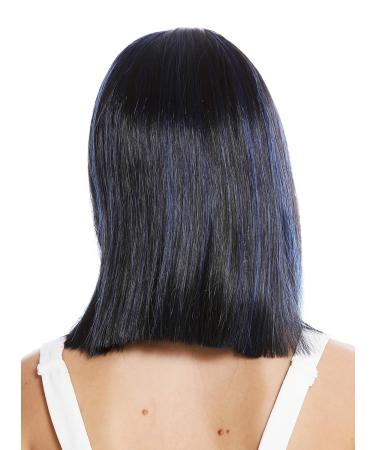 Wig Me Up VK-5 1BHF22 - Women's Long Ponytail Wig with Black-Blue Highlights | Shoulder Length Synthetic Hair - Buy Online on GoSupps.com