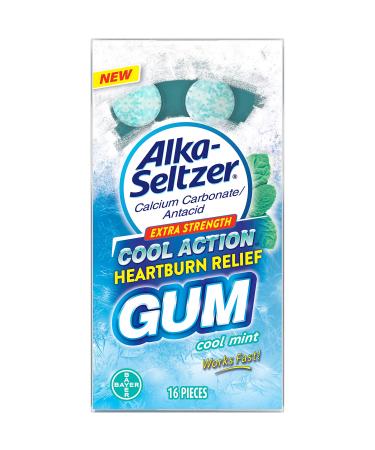 Alka-Seltzer Heartburn Relief Gum Extra Strength Cool Mint 16 Pieces