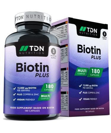 Biotin Hair Growth Supplement 180 Biotin Capsules Complex & Vegan Biotin Capsules (not Tablets) for Hair Loss Treatment